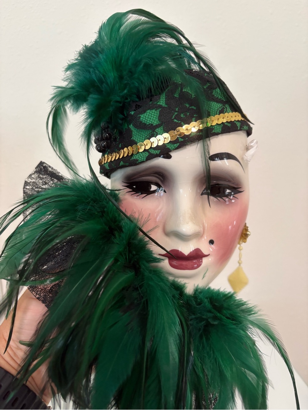 Vintage Art Deco Style Ceramic Lady Head Mask